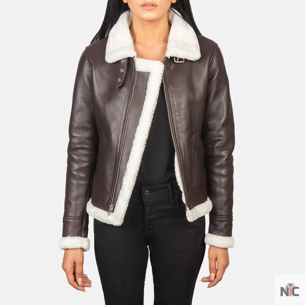 Sherilyn B-3 Maroon Leather Bomber Jacket NYC Jackets