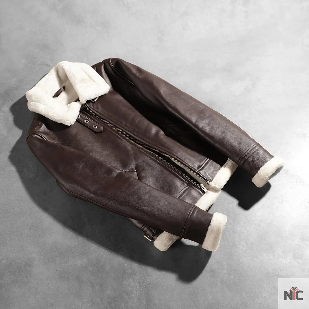 Sherilyn B-3 Maroon Leather Bomber Jacket NYC Jackets
