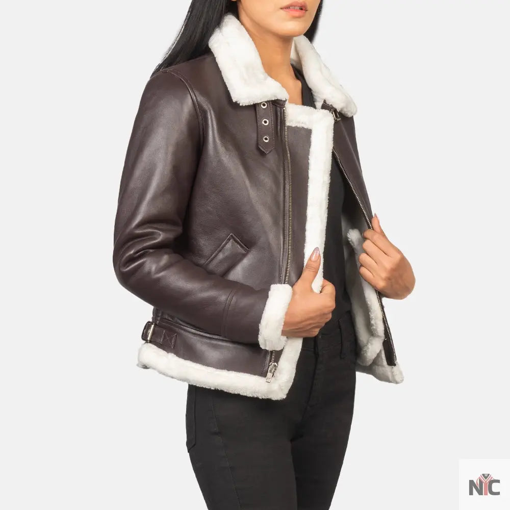 Sherilyn B-3 Maroon Leather Bomber Jacket NYC Jackets