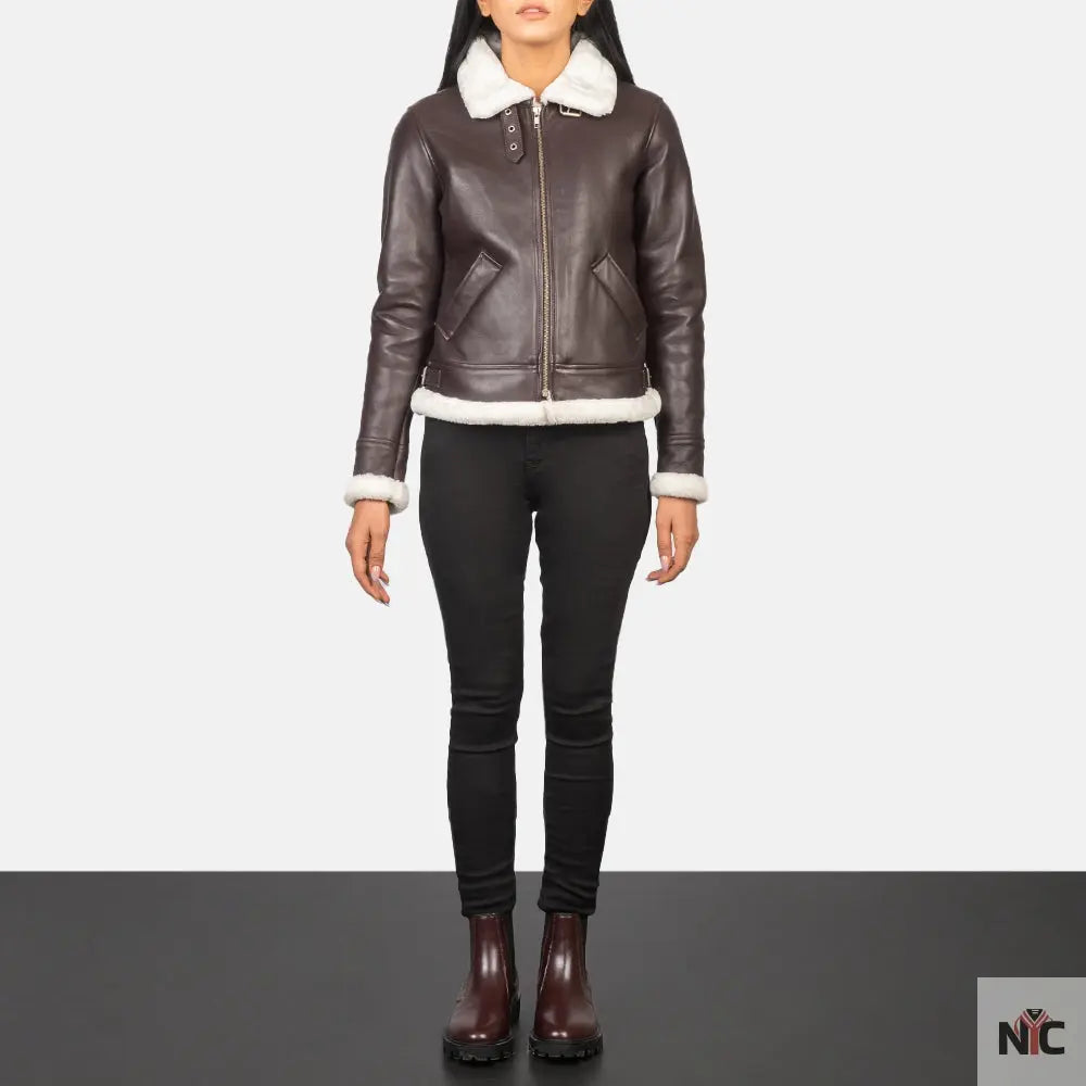 Sherilyn B-3 Maroon Leather Bomber Jacket NYC Jackets