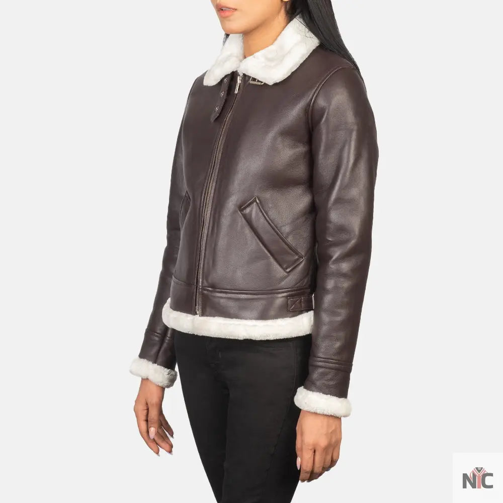 Sherilyn B-3 Maroon Leather Bomber Jacket NYC Jackets