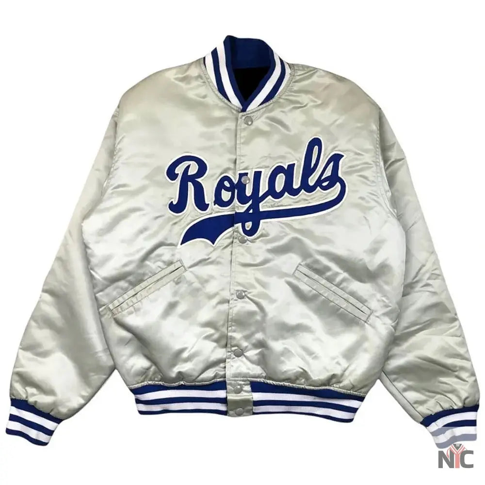 Silver Kansas City Royals Satin Jacket NYC Jackets