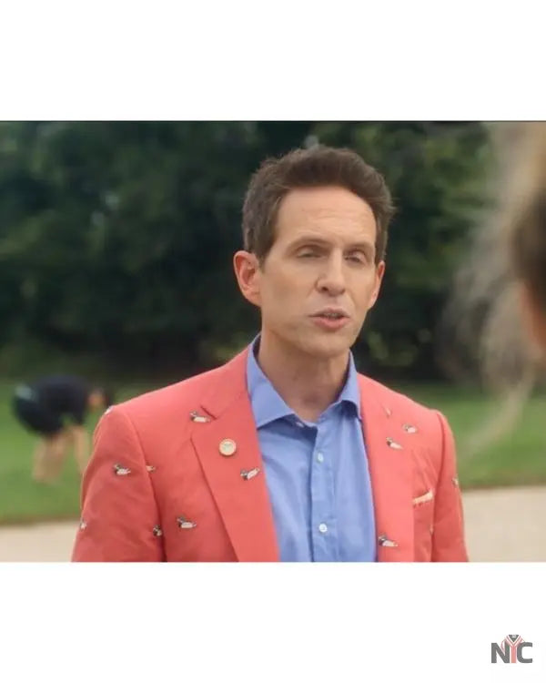 Sirens Glenn Howerton Duck Print Pink Coat NYC Jackets