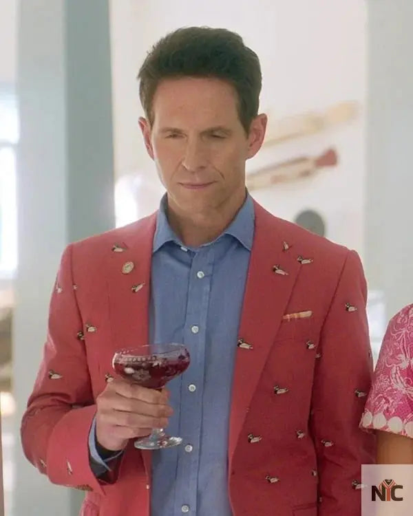 Sirens Glenn Howerton Duck Print Pink Coat NYC Jackets