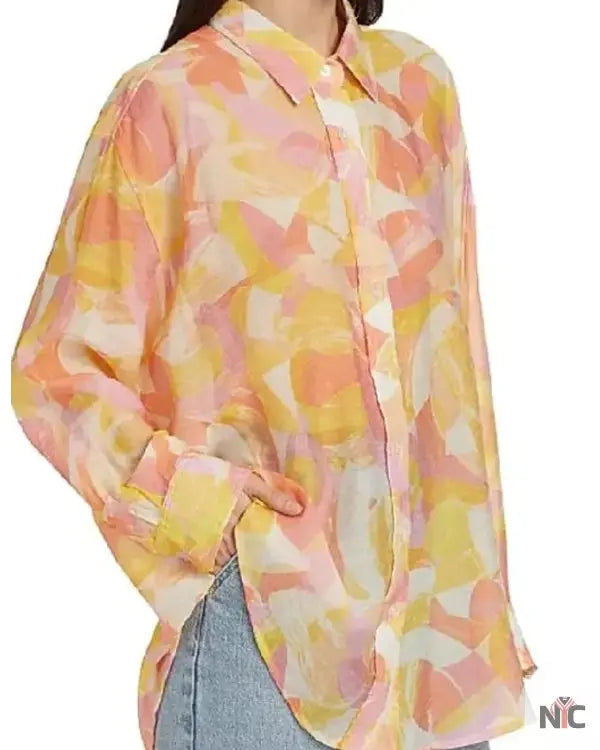 Sirens S01 Milly Alcock Orange Printed Shirt NYC Jackets