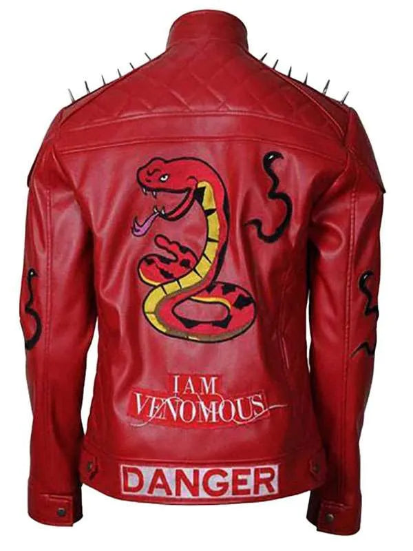 I Am Venomous Snake Red Leather Jacket NYC Jackets