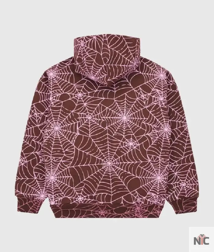 Sp5der All Over Print Hoodie ‘Brown’ White Logo NYC Jackets