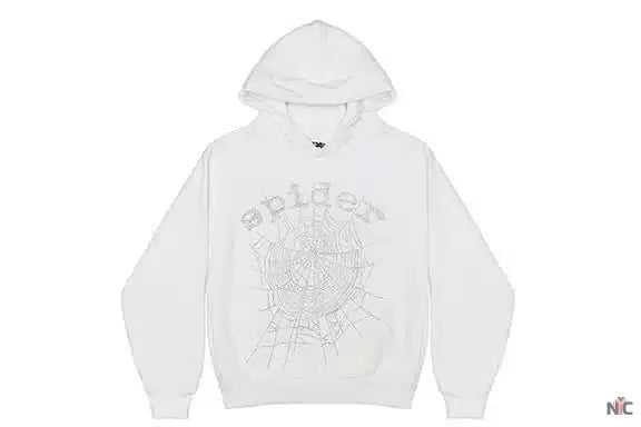 Sp5der OG Rhinestone Logo White Hoodie NYC Jackets