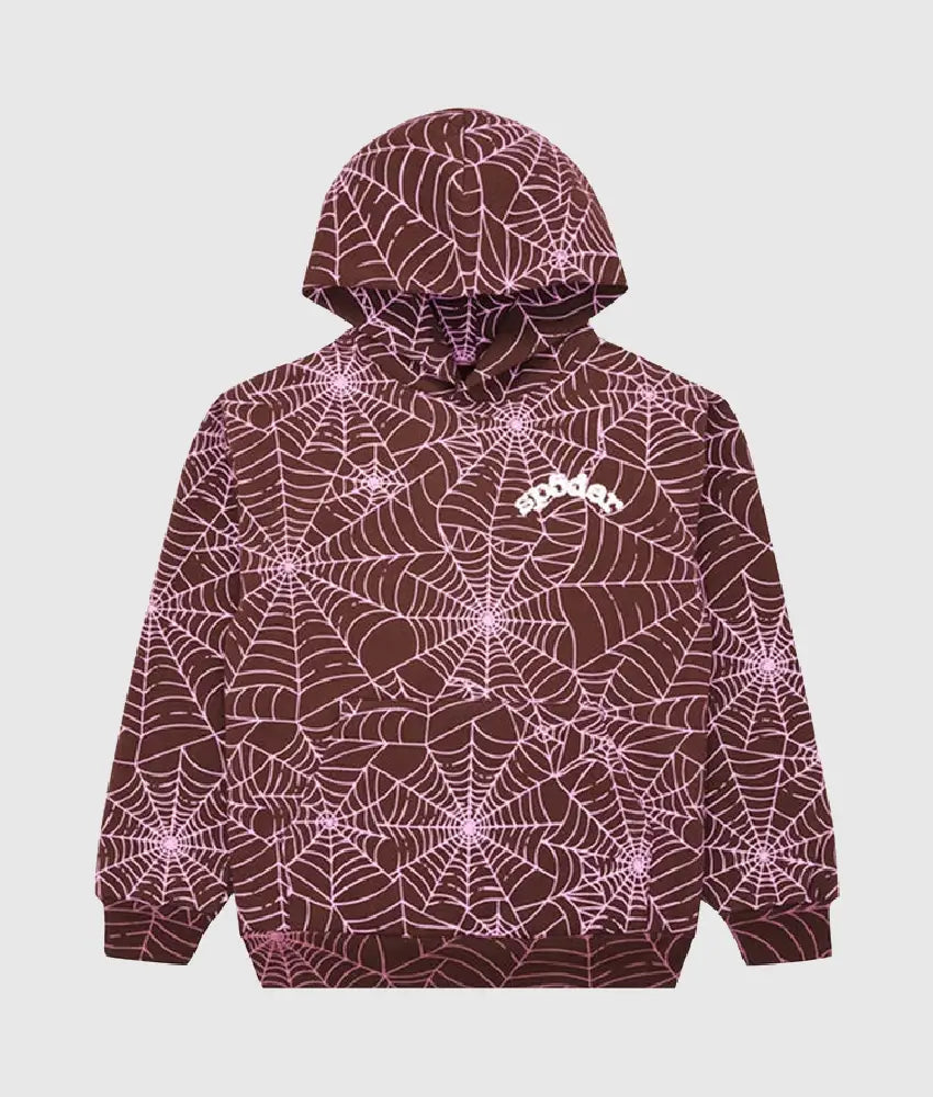 Sp5der All Over Print Hoodie ‘Brown’ White Logo