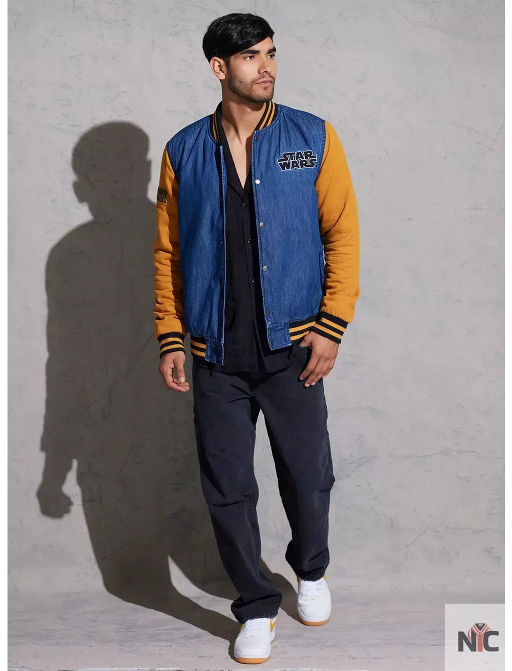 Star Wars Logo Denim Varsity Jacket NYC Jackets