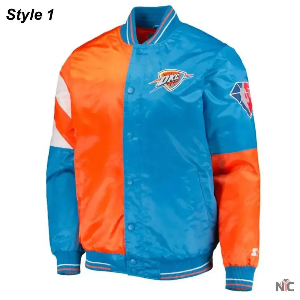 Starter Oklahoma City Thunder Orange and Blue Jacket NYC Jackets