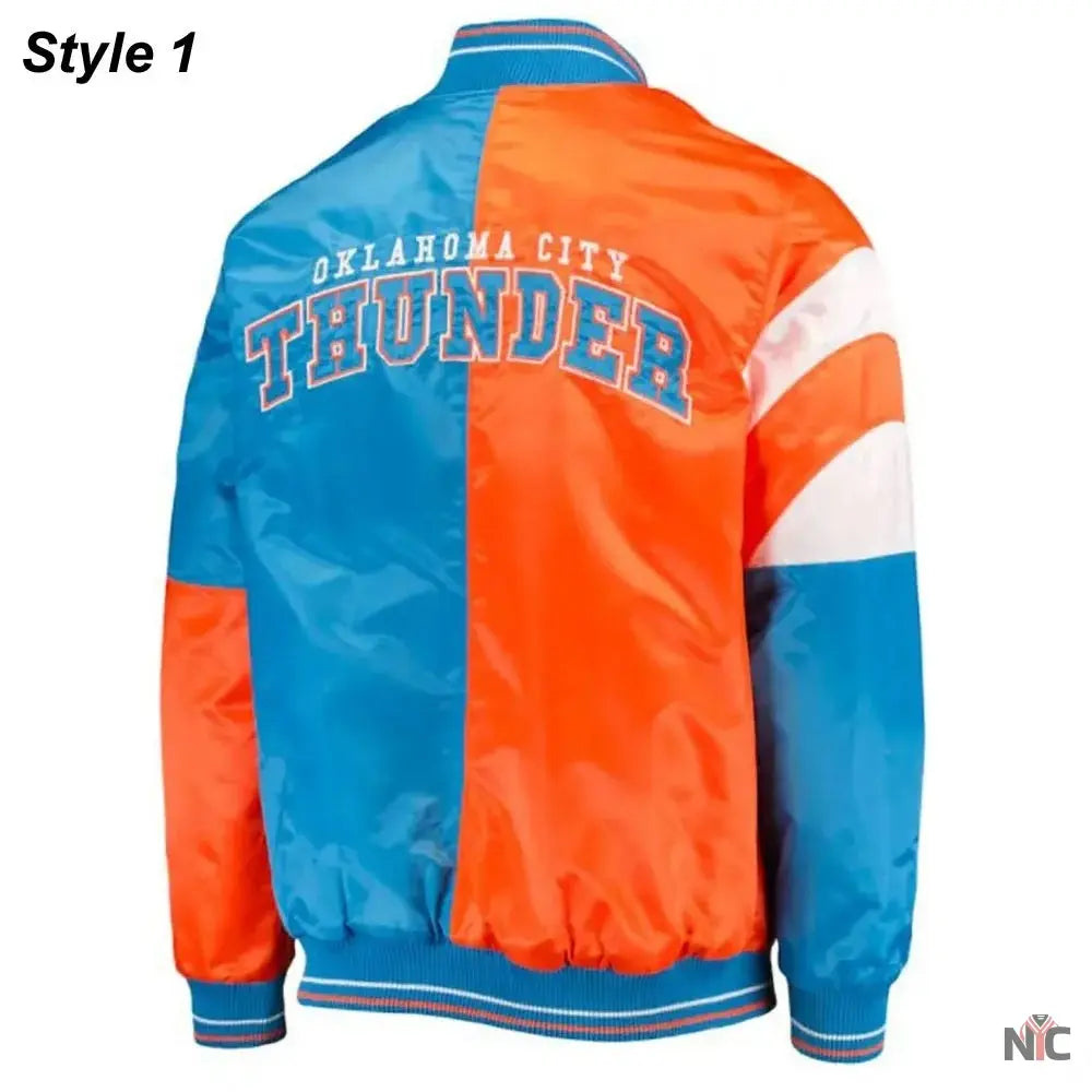 Starter Oklahoma City Thunder Orange and Blue Jacket NYC Jackets