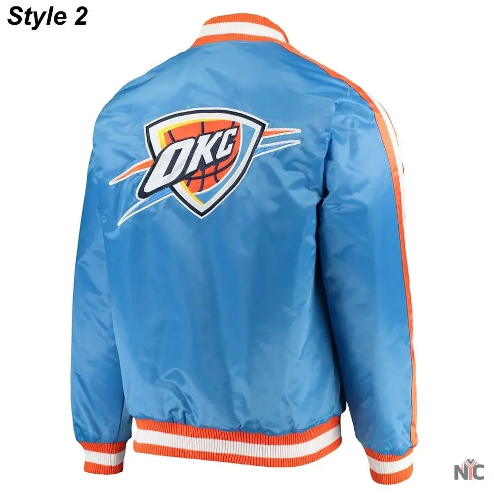 Starter Oklahoma City Thunder Orange and Blue Jacket NYC Jackets
