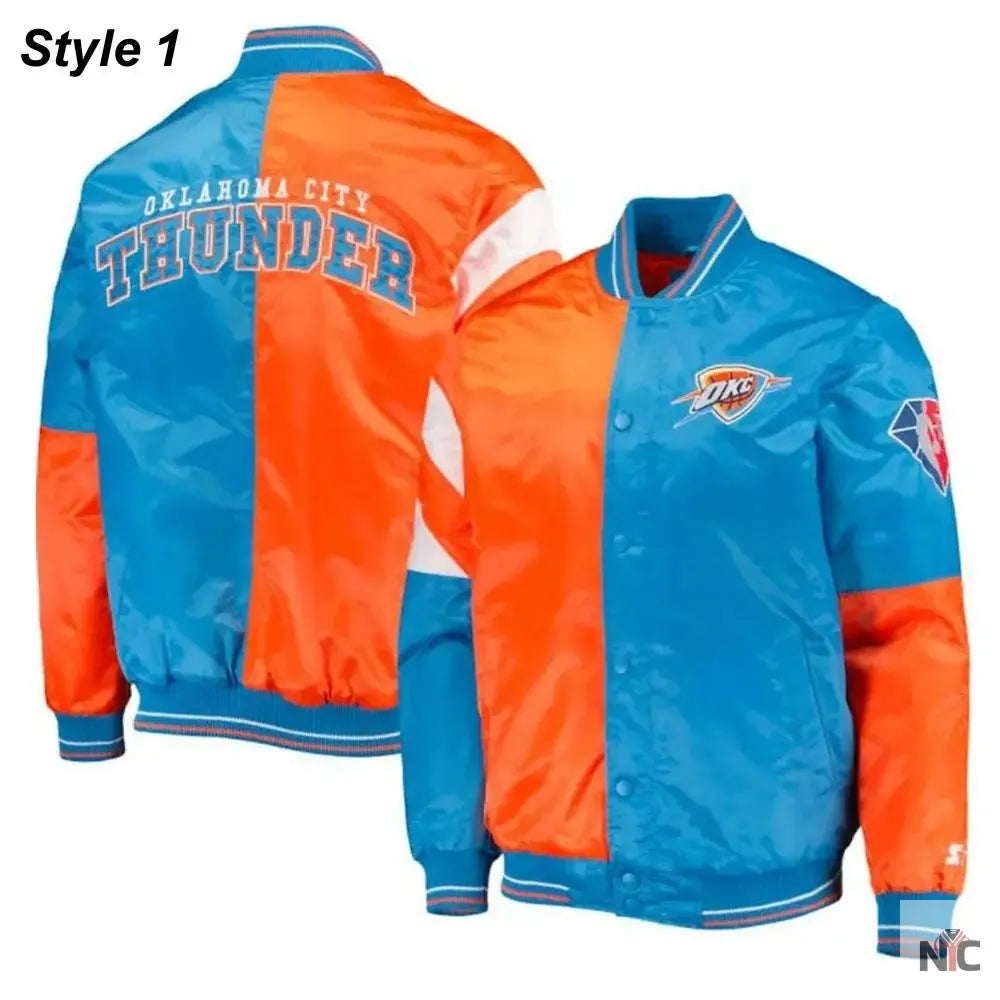 Starter Oklahoma City Thunder Orange and Blue Jacket NYC Jackets