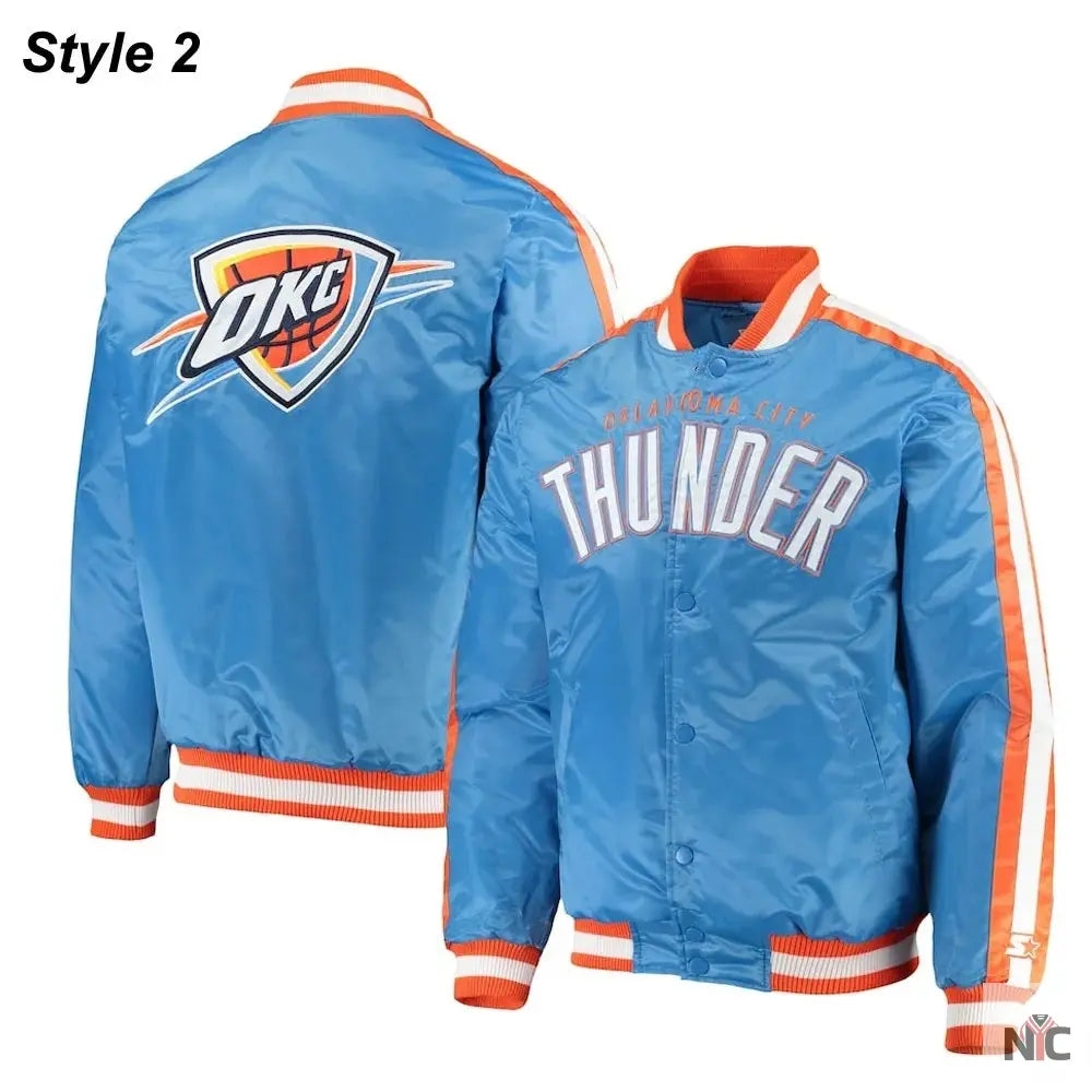 Starter Oklahoma City Thunder Orange and Blue Jacket NYC Jackets
