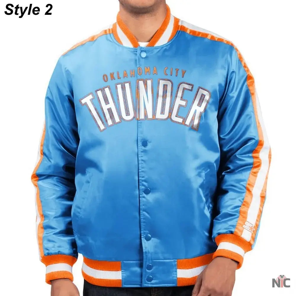 Starter Oklahoma City Thunder Orange and Blue Jacket NYC Jackets