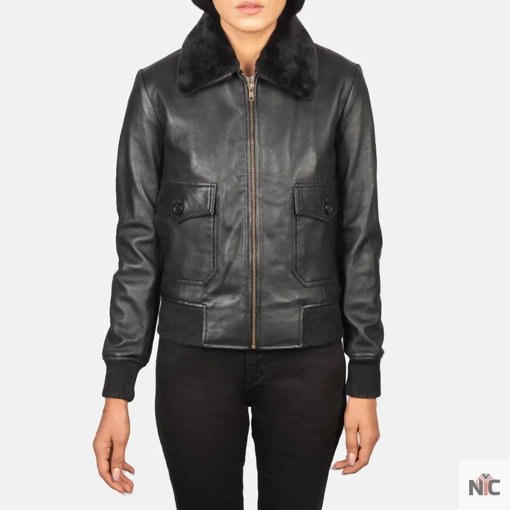 Stella G-1 Black Leather Bomber Jacket NYC Jackets