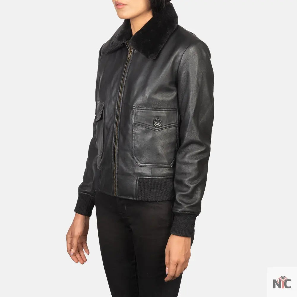 Stella G-1 Black Leather Bomber Jacket NYC Jackets