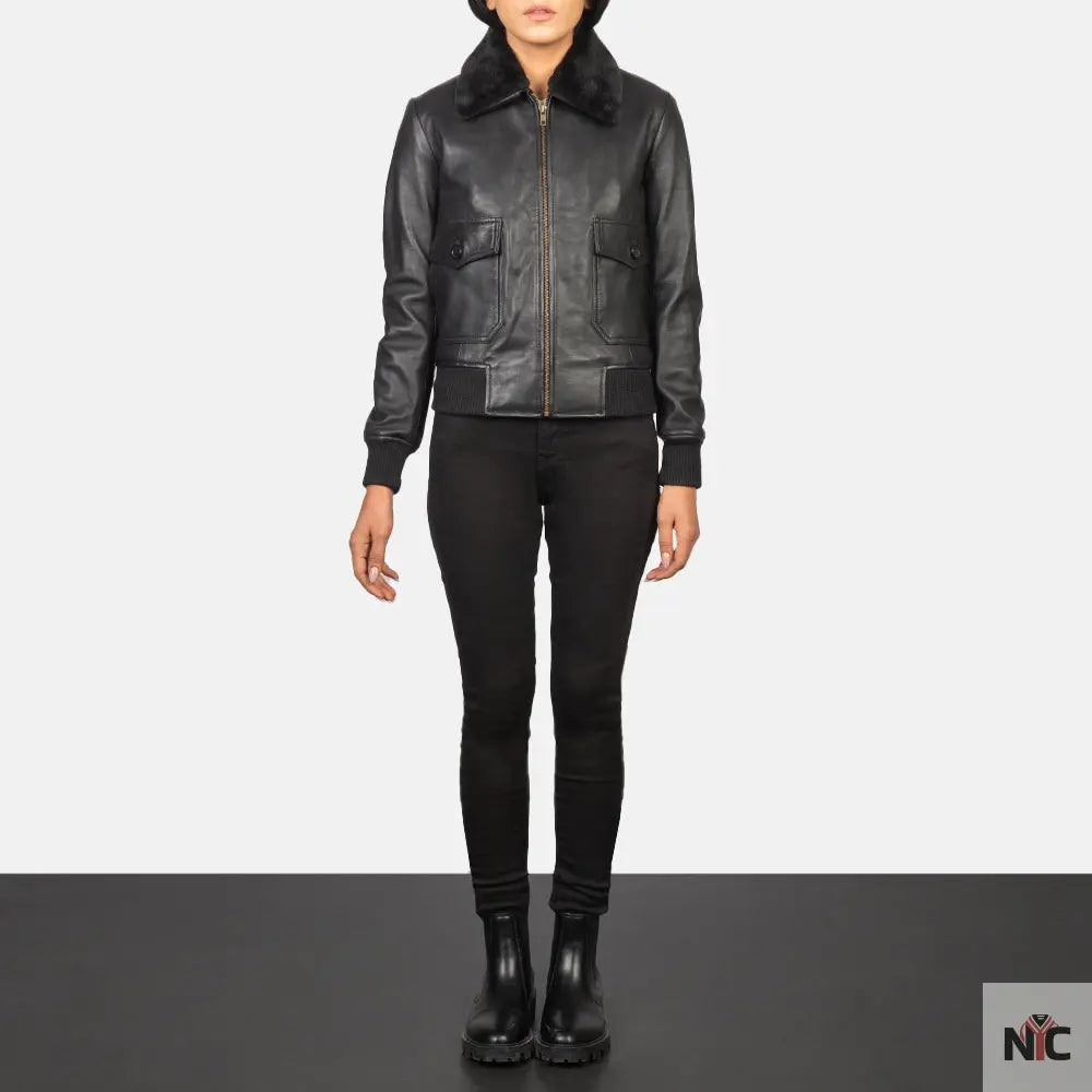 Stella G-1 Black Leather Bomber Jacket NYC Jackets