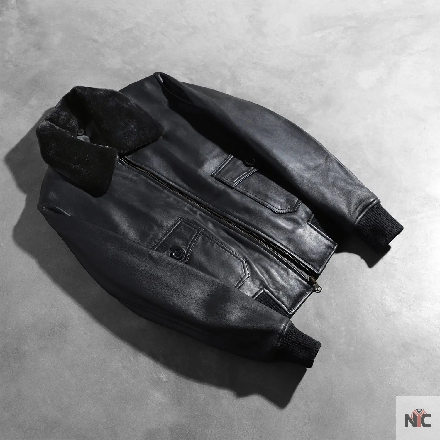 Stella G-1 Black Leather Bomber Jacket NYC Jackets