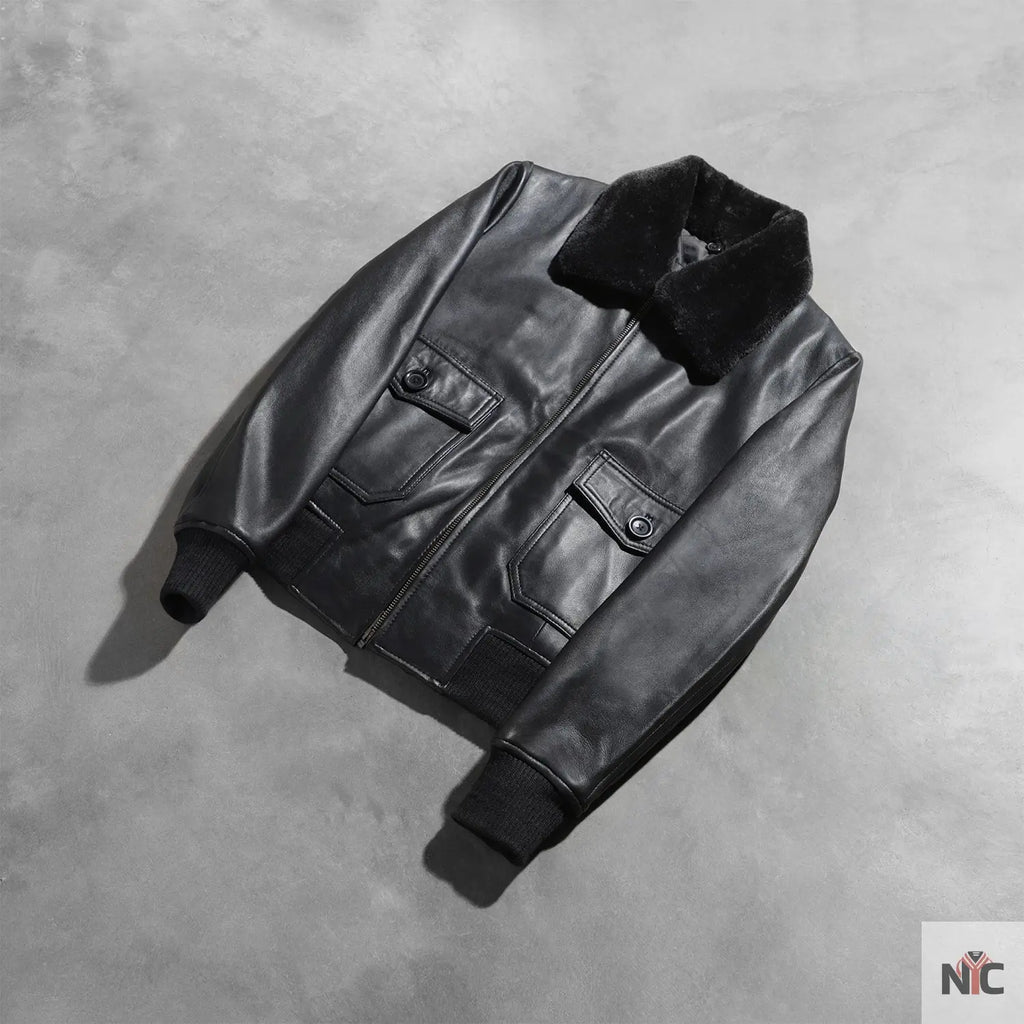 Stella G-1 Black Leather Bomber Jacket NYC Jackets