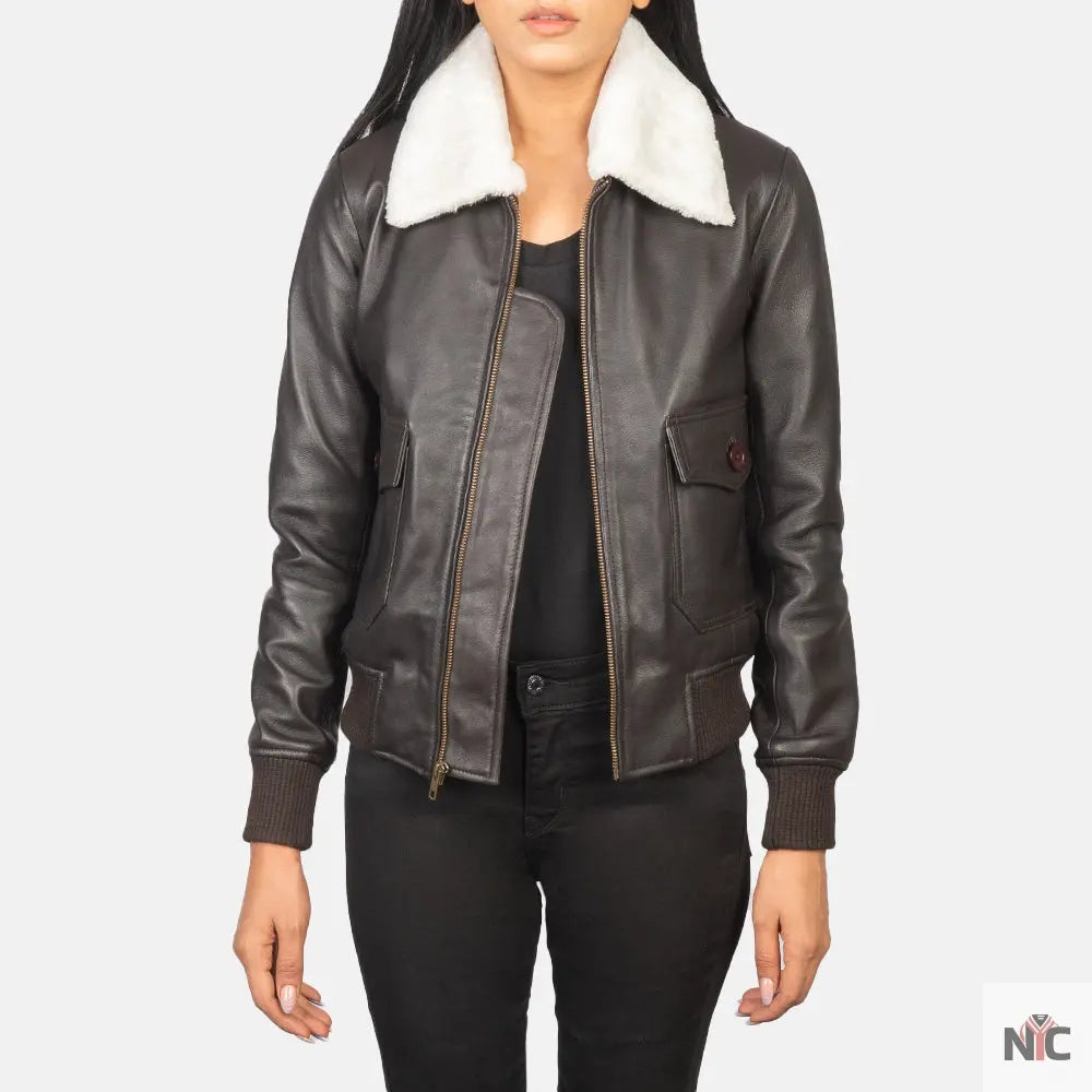 Stella G-1 Brown Leather Bomber Jacket NYC Jackets