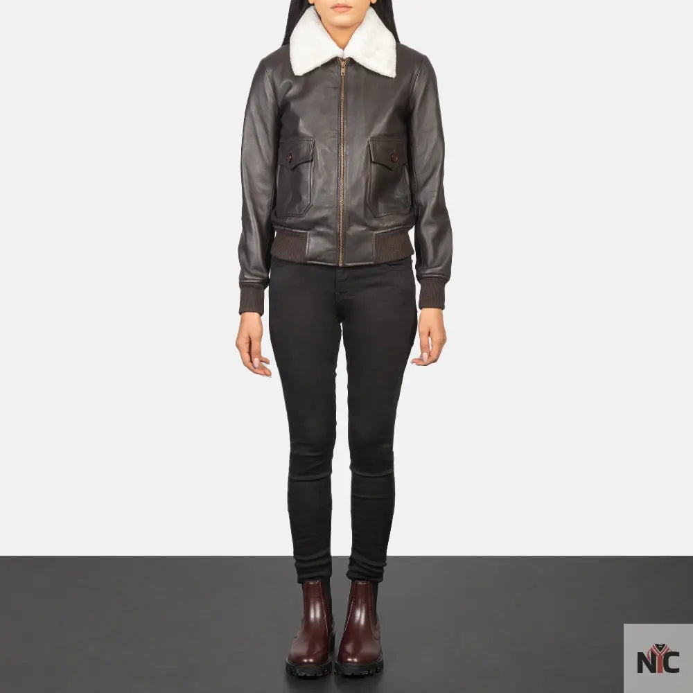 Stella G-1 Brown Leather Bomber Jacket NYC Jackets