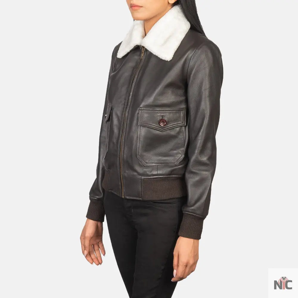 Stella G-1 Brown Leather Bomber Jacket NYC Jackets