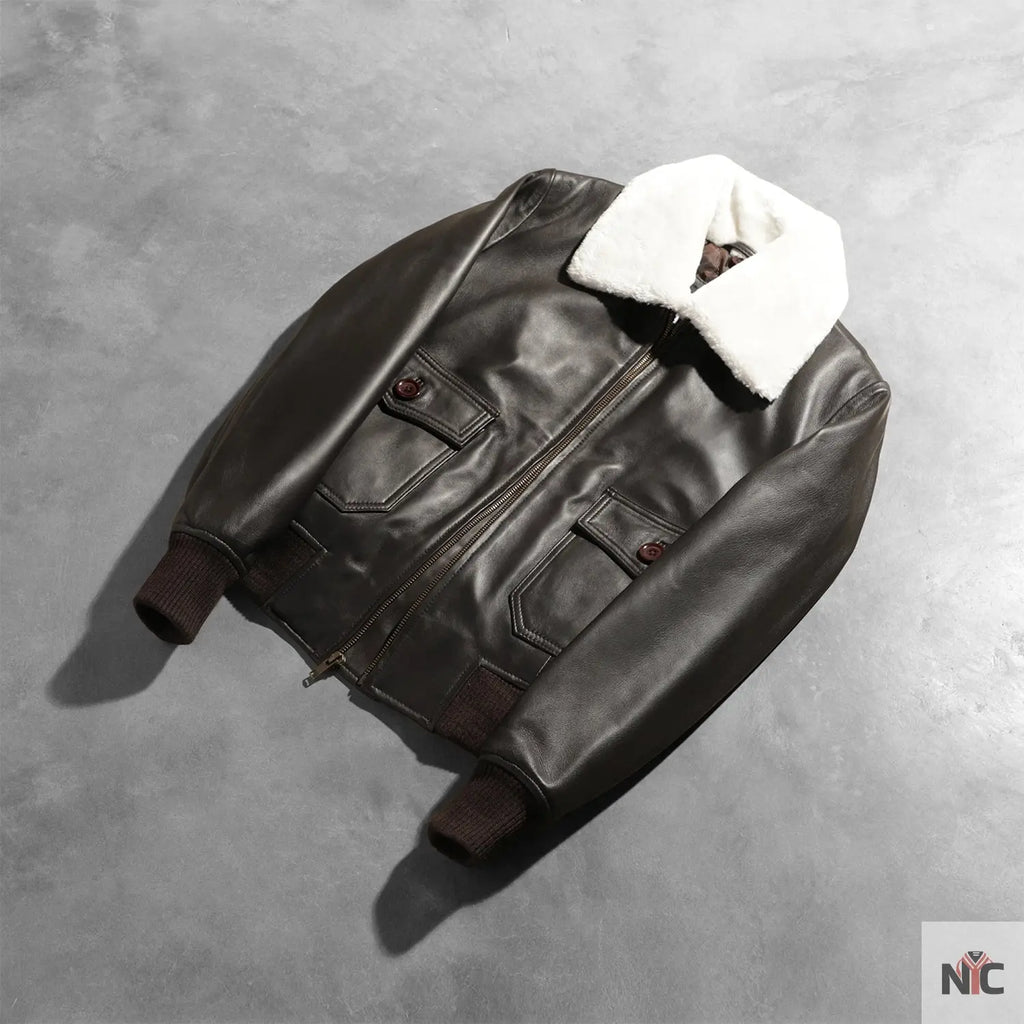 Stella G-1 Brown Leather Bomber Jacket NYC Jackets