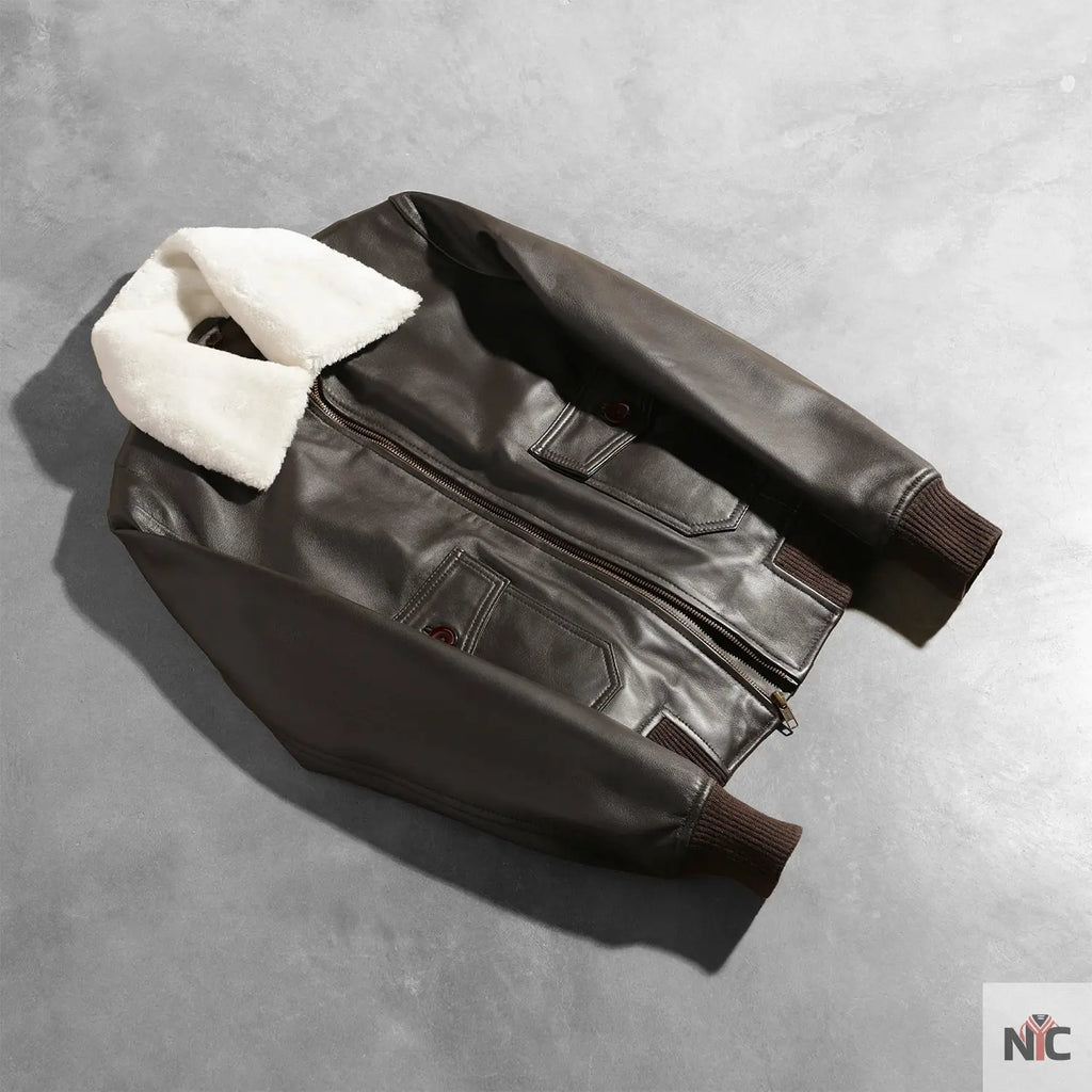 Stella G-1 Brown Leather Bomber Jacket NYC Jackets