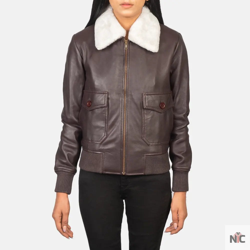 Stella G-1 Maroon Leather Bomber Jacket NYC Jackets