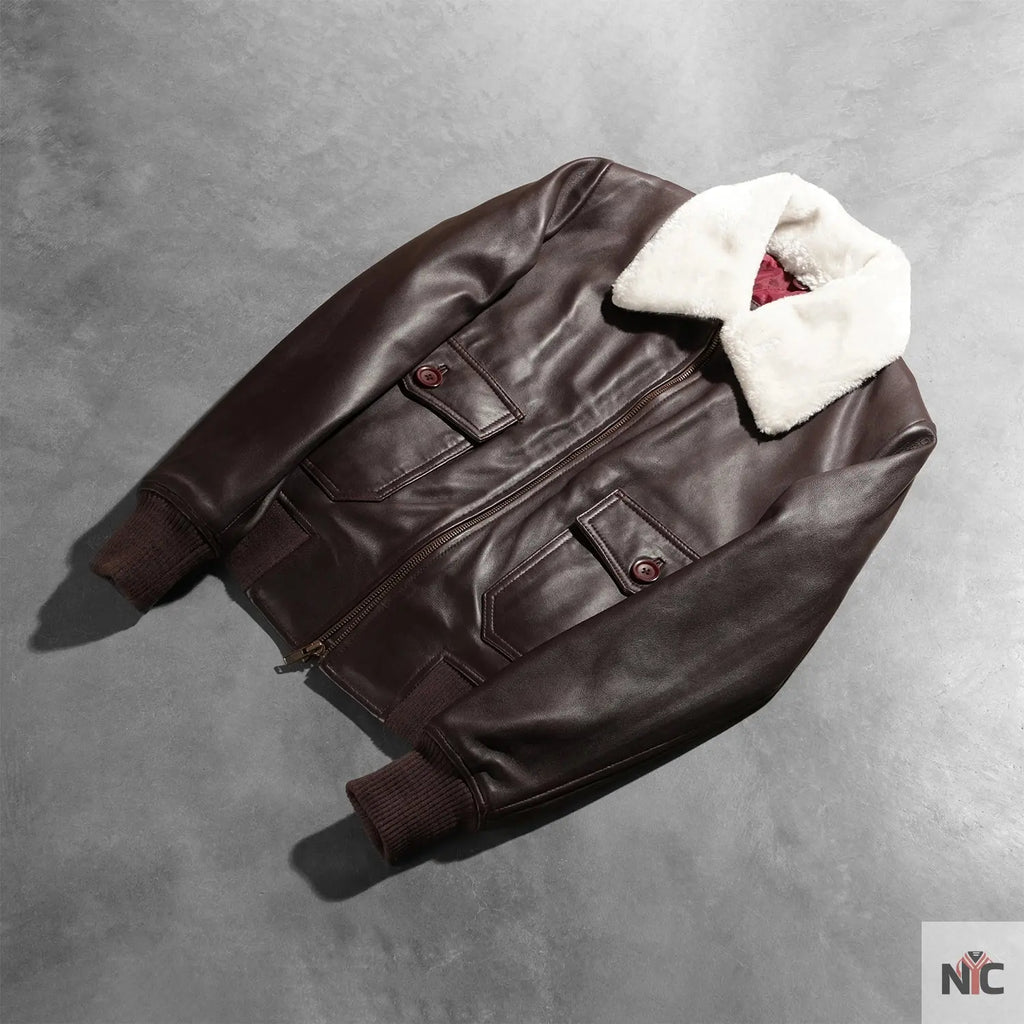 Stella G-1 Maroon Leather Bomber Jacket NYC Jackets