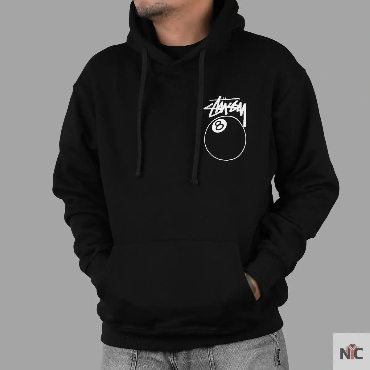 Stussy 8 Ball Unisex Black Hoodie NYC Jackets
