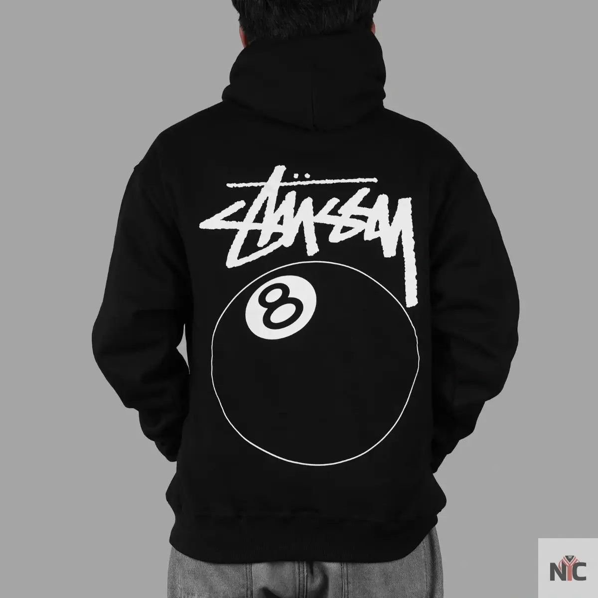 Stussy 8 Ball Unisex Black Hoodie NYC Jackets