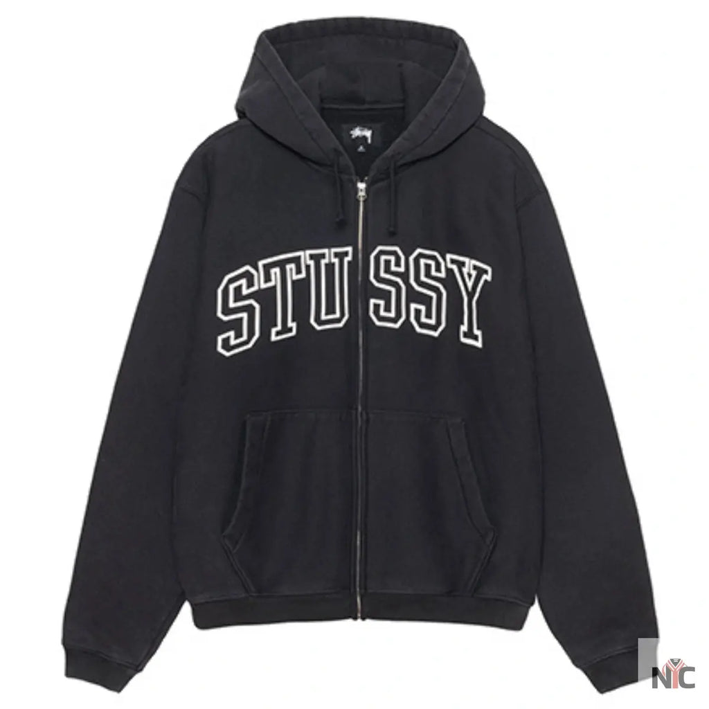 Stussy Unisex Outline Zip Hoodie Black NYC Jackets