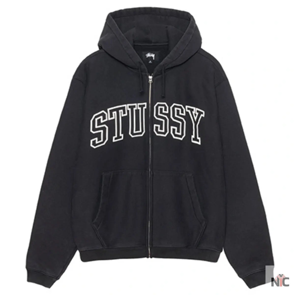 Stussy Unisex Outline Zip Hoodie Black NYC Jackets