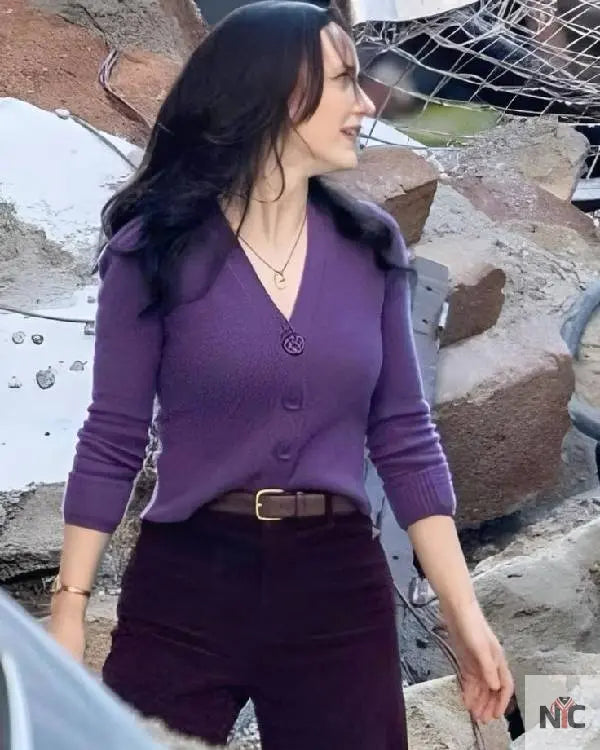 Superman 2025 Rachel Brosnahan Purple Cardigan NYC Jackets