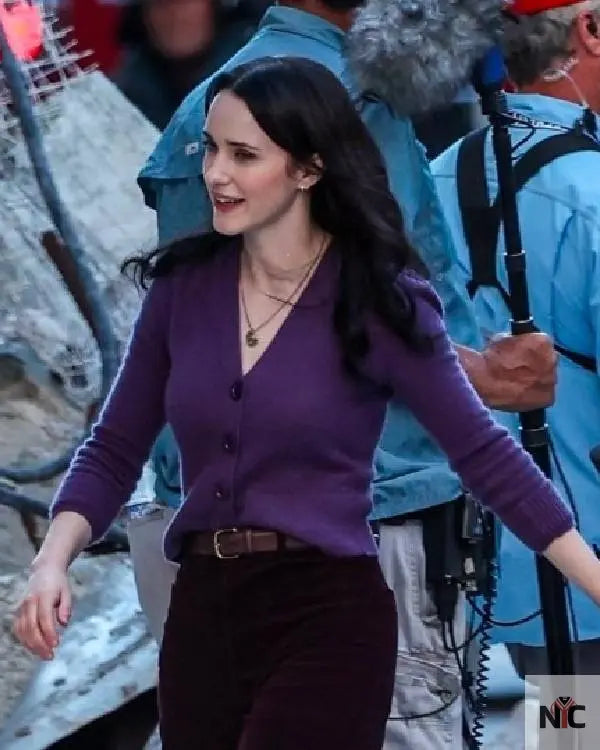 Superman 2025 Rachel Brosnahan Purple Cardigan NYC Jackets