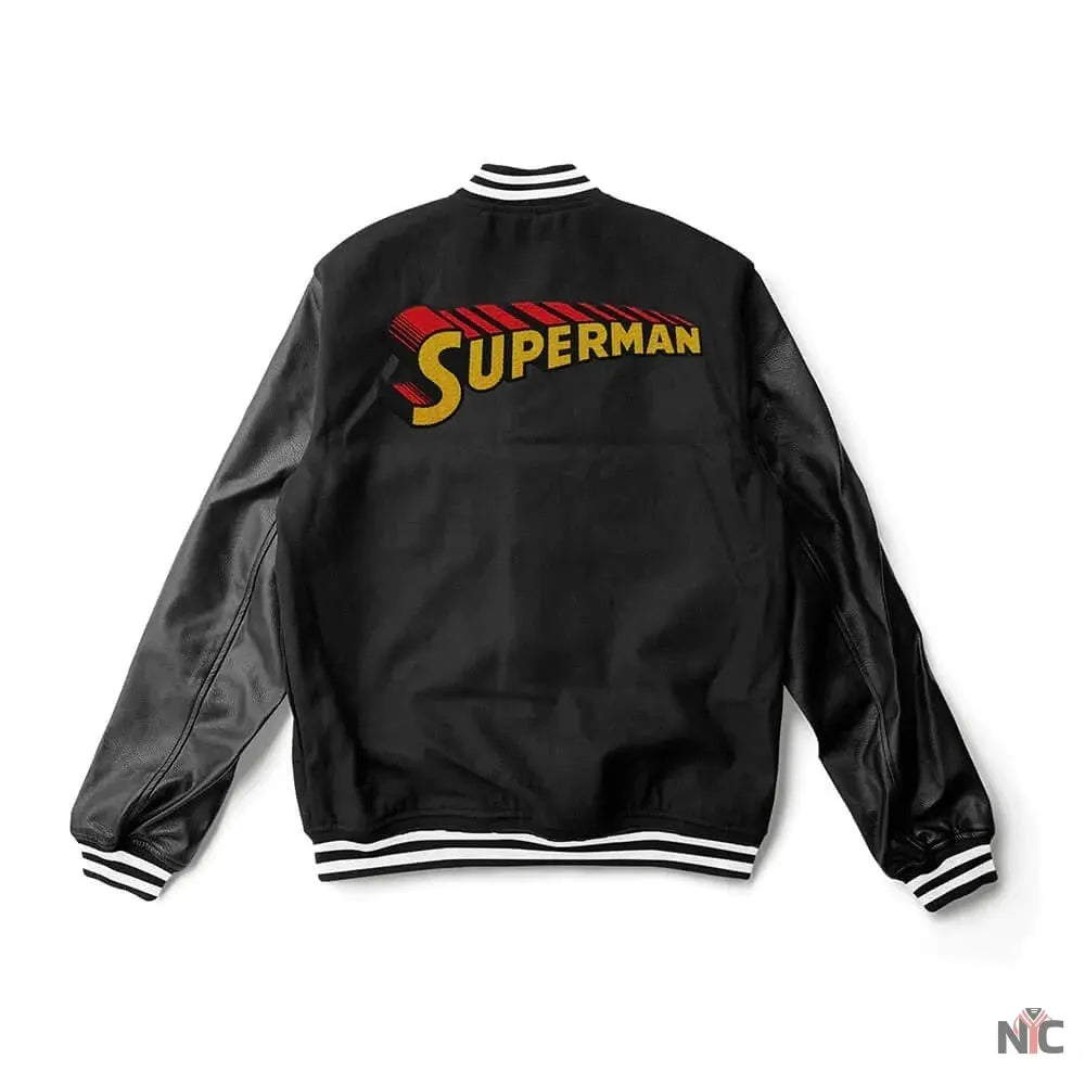 Superman Black Wool Varsity Jacket NYC Jackets