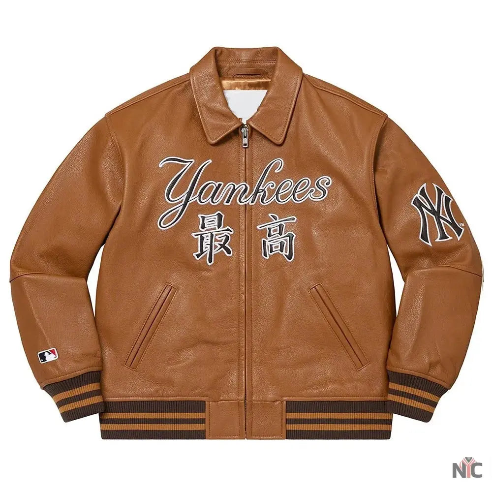 Supreme NY Yankees Varsity Leather Jacket NYC Jackets