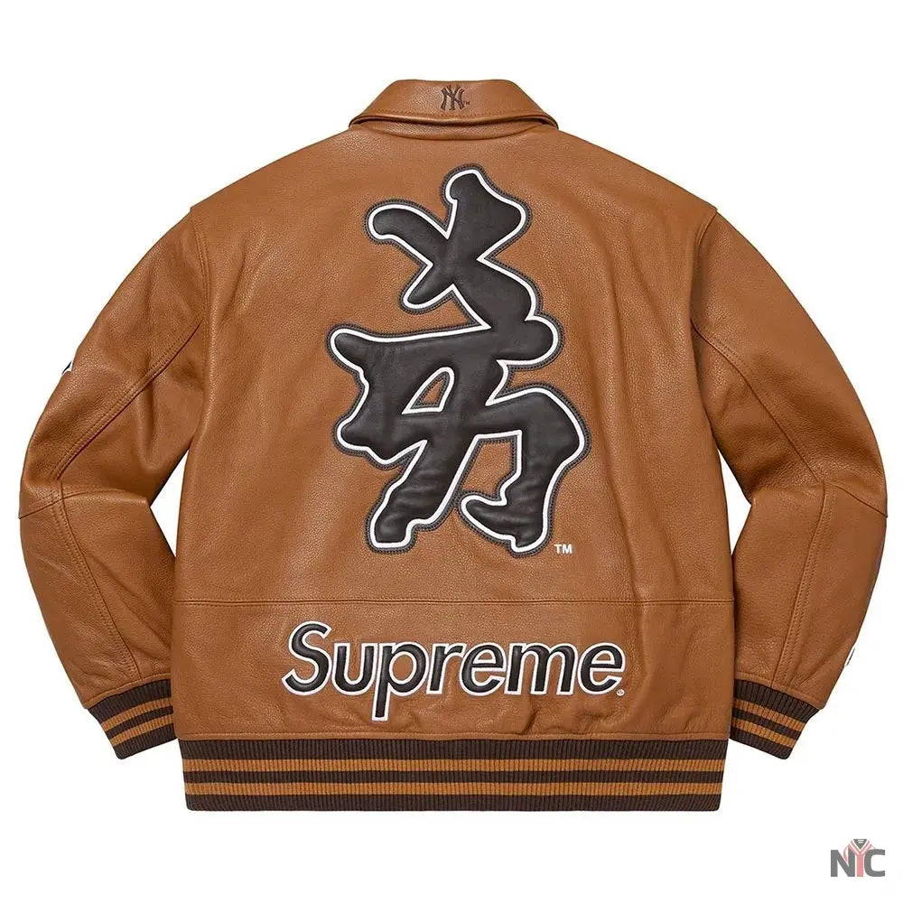 Supreme NY Yankees Varsity Leather Jacket NYC Jackets