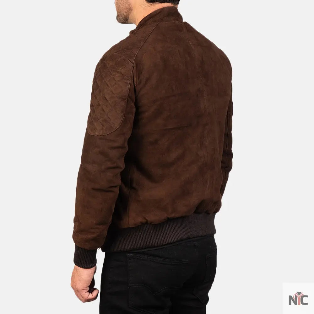 Sven Mocha Suede Bomber Jacket NYC Jackets