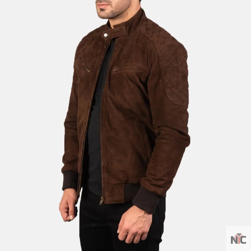 Sven Mocha Suede Bomber Jacket NYC Jackets
