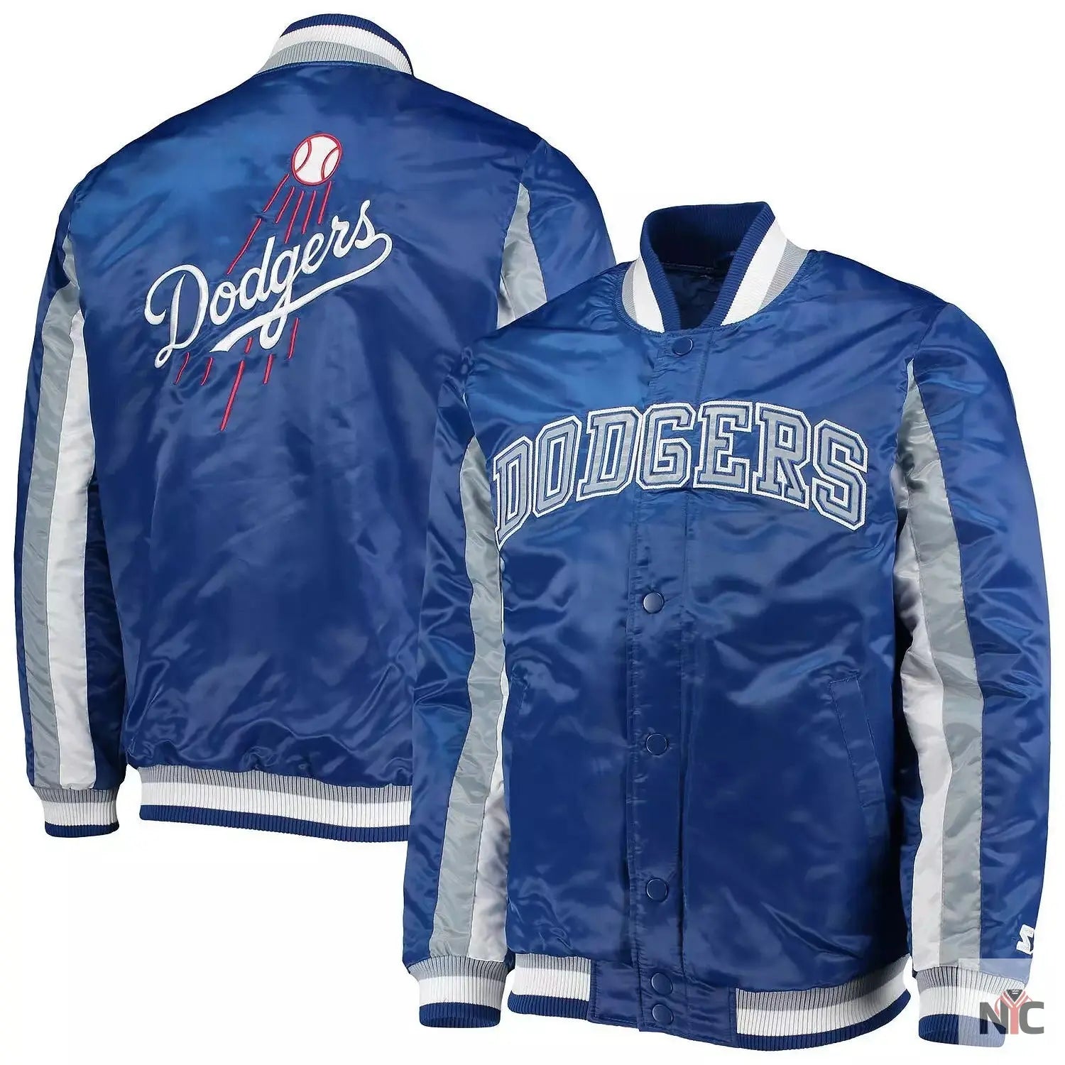 The Ace Dodgers Royal Blue Satin Varsity Jacket NYC Jackets