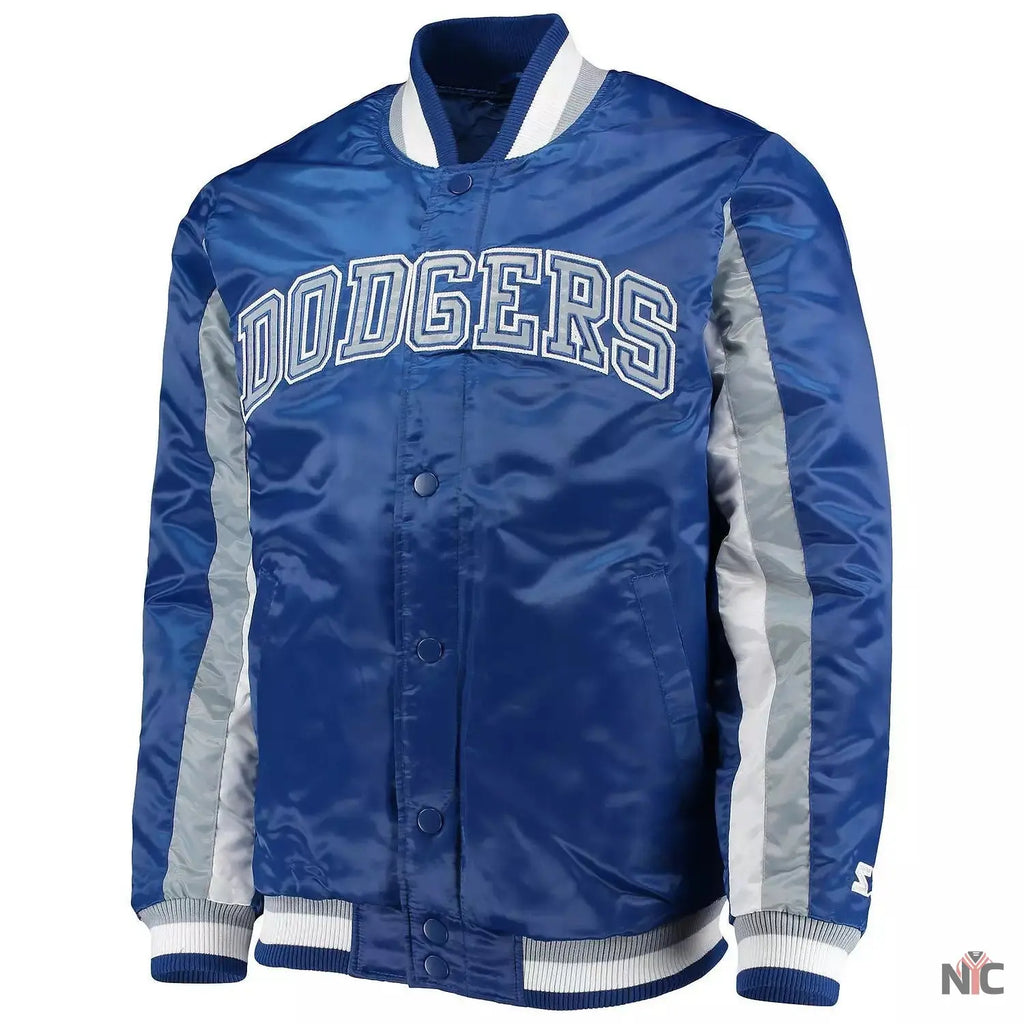 The Ace Dodgers Royal Blue Satin Varsity Jacket NYC Jackets