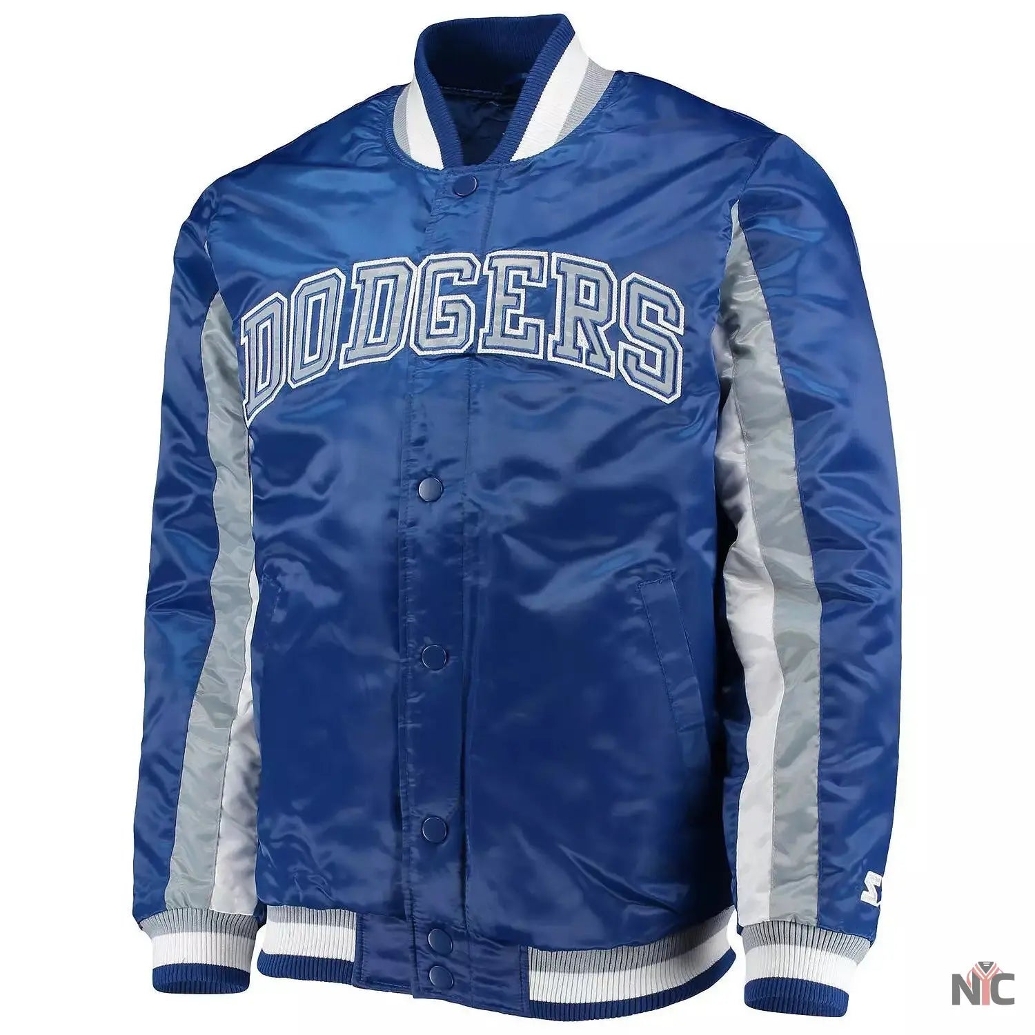The Ace Dodgers Royal Blue Satin Varsity Jacket NYC Jackets