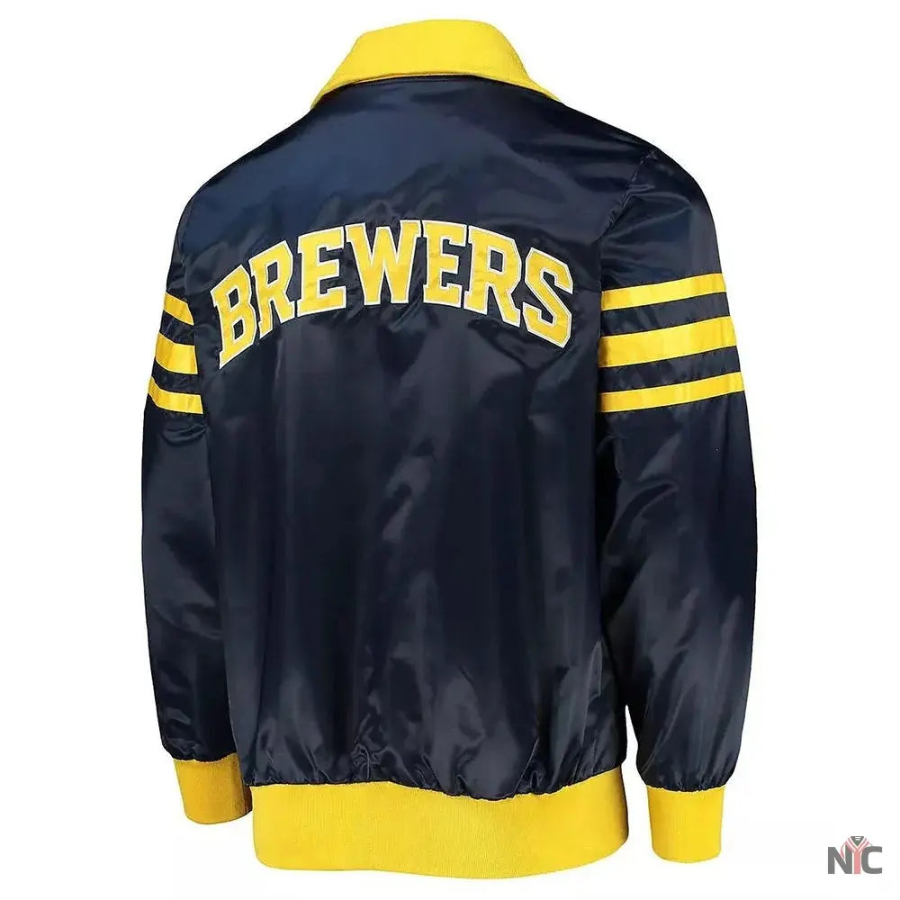 The Captain II Milwaukee Brewers Navy Satin Jacket NYC Jackets