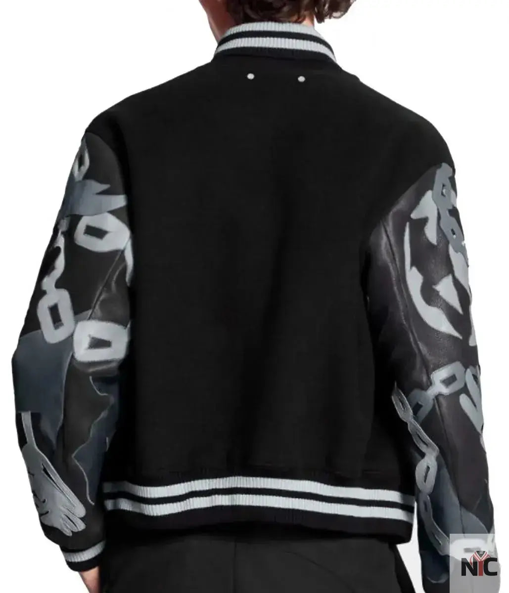 The Kid Laroi Wrong Camo Chains Lv Varsity Jacket NYC Jackets
