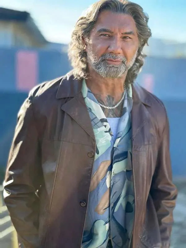 Dave Bautista The Last Showgirl Brown Leather Jacket NYC Jackets