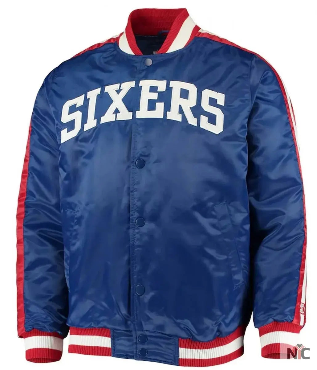 The Offensive Philadelphia 76ers Varsity Satin Full-Snap Jacket NYC Jackets